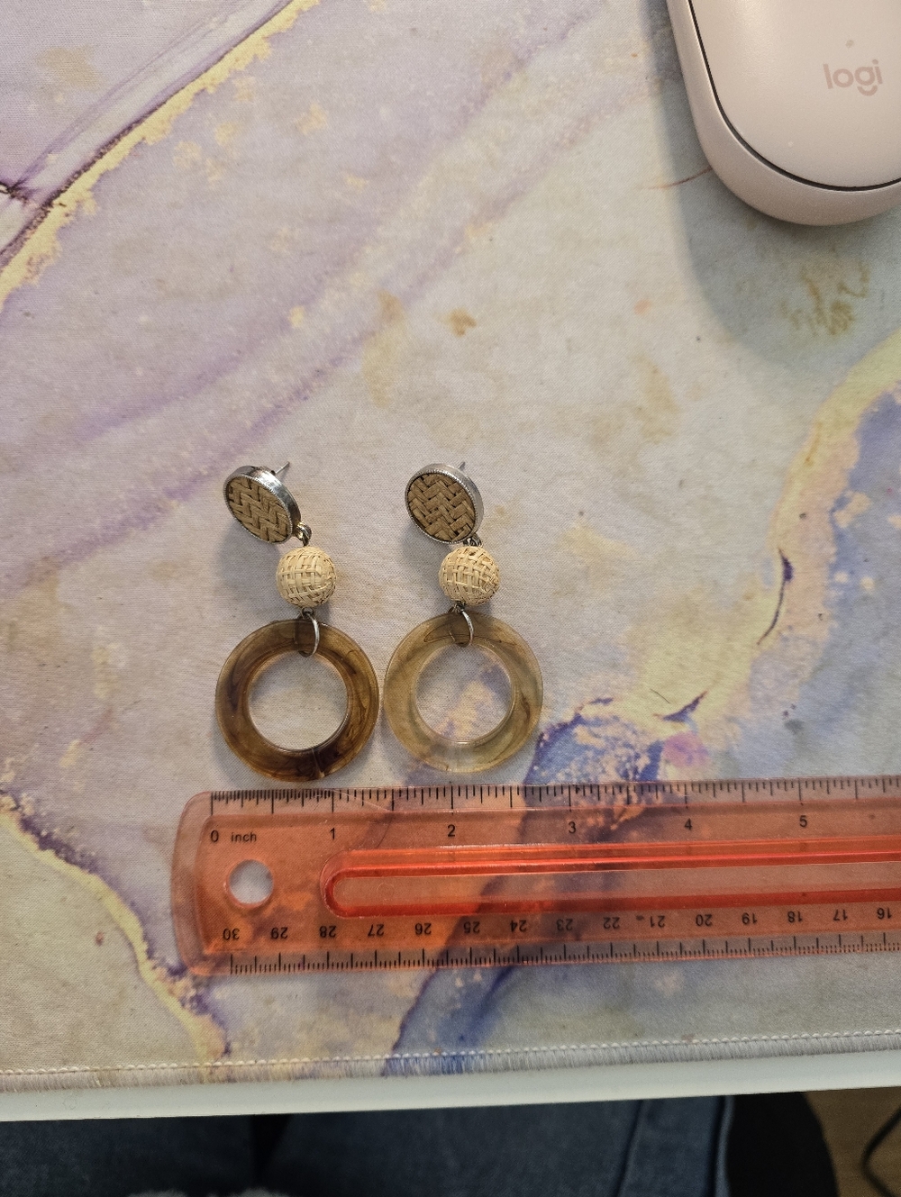 Tortoise Shell Drop Earrings - Picture 2 of 2